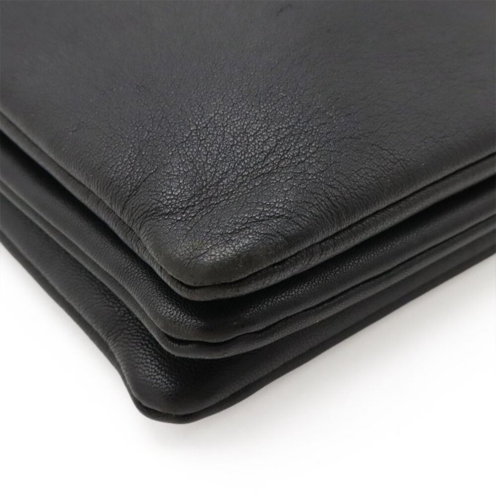 Celine Trio Large Shoulder Bag Pochette Crossbody Pouch Leather Black Silver - Picture 3 of 8